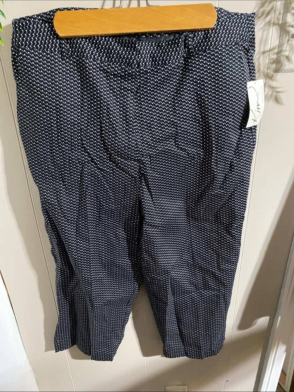 Kim Rogers Navy Micro‑Pattern Stretch Dress Pants